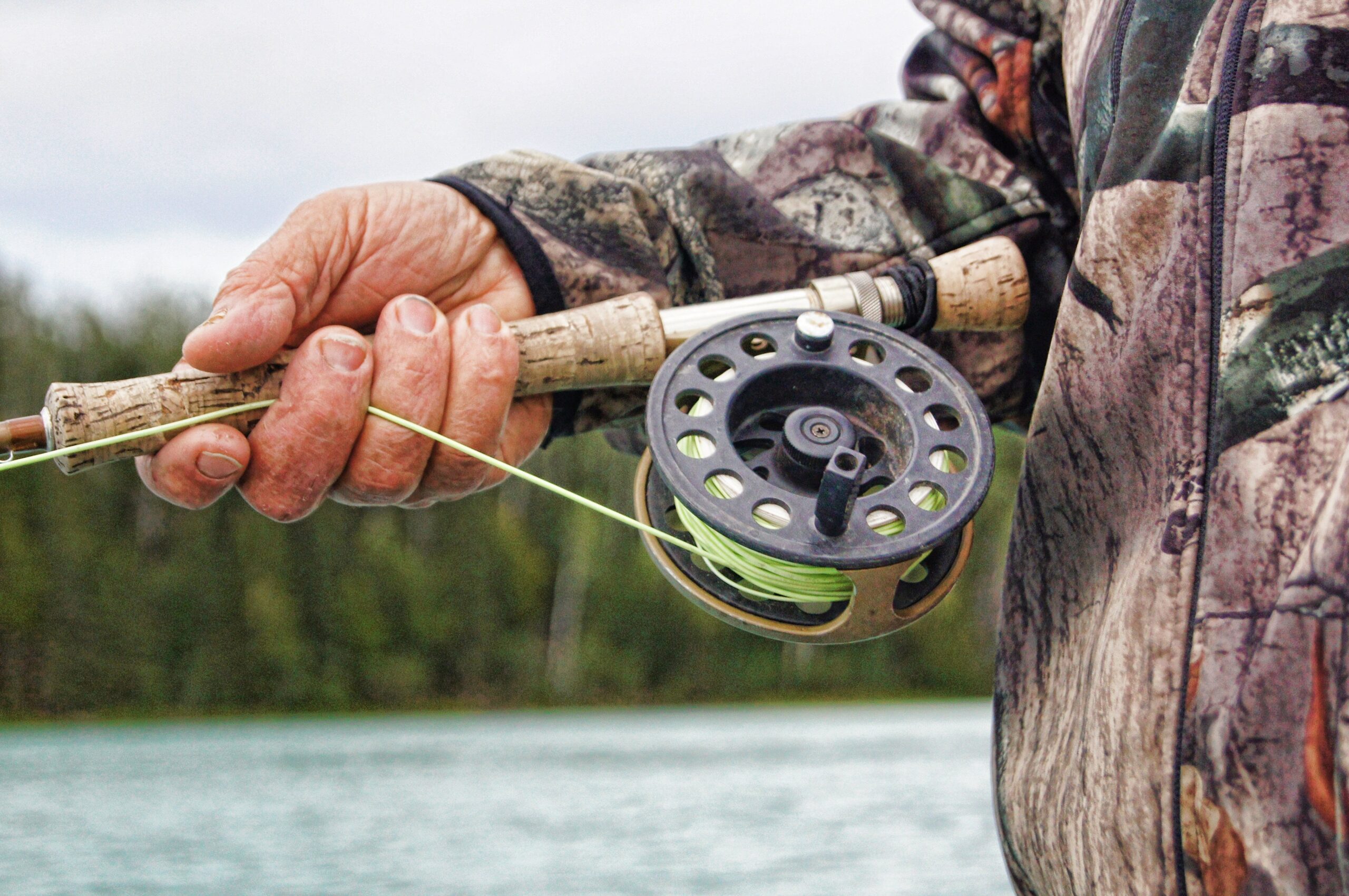 close up on fishing reel